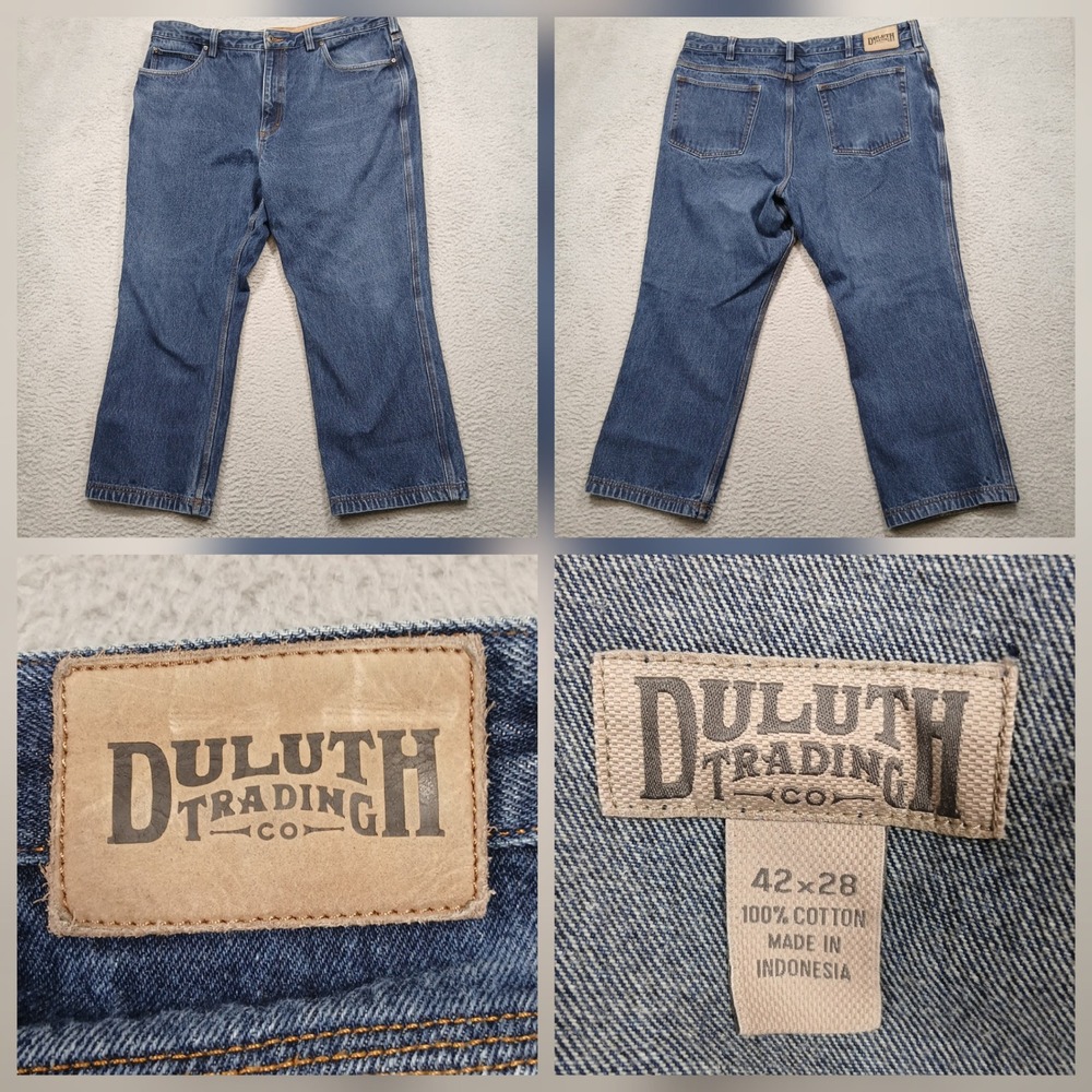 Duluth Trading Co Men's Jeans 42x28‎ Blue 100% Cotton Denim Workwear
